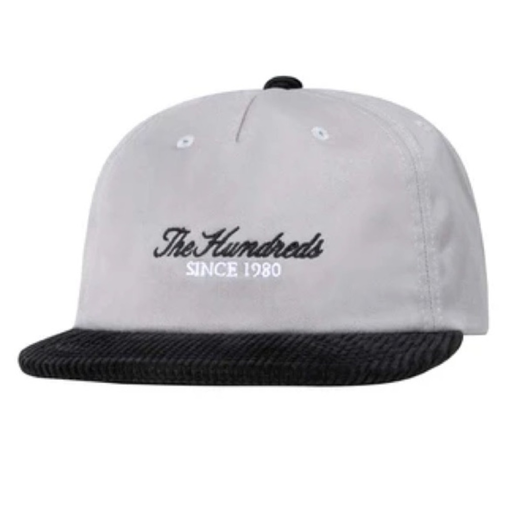 The Hundreds Fall 2022 Grey & Black Team SnapBack Hat with Corduroy Brim